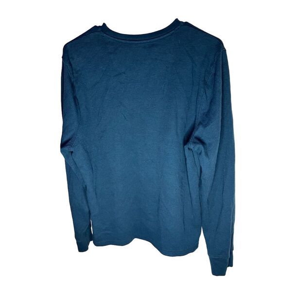 Psycho Bunny Men's M Blue Long Sleeve Waffle Knit Button-Up Shirt - Picture 3 of 7